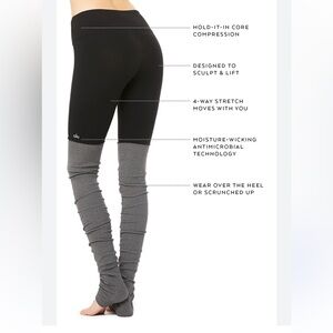 ALO Yoga Goddess Two-Tone Black and ribbed Gray Leggings